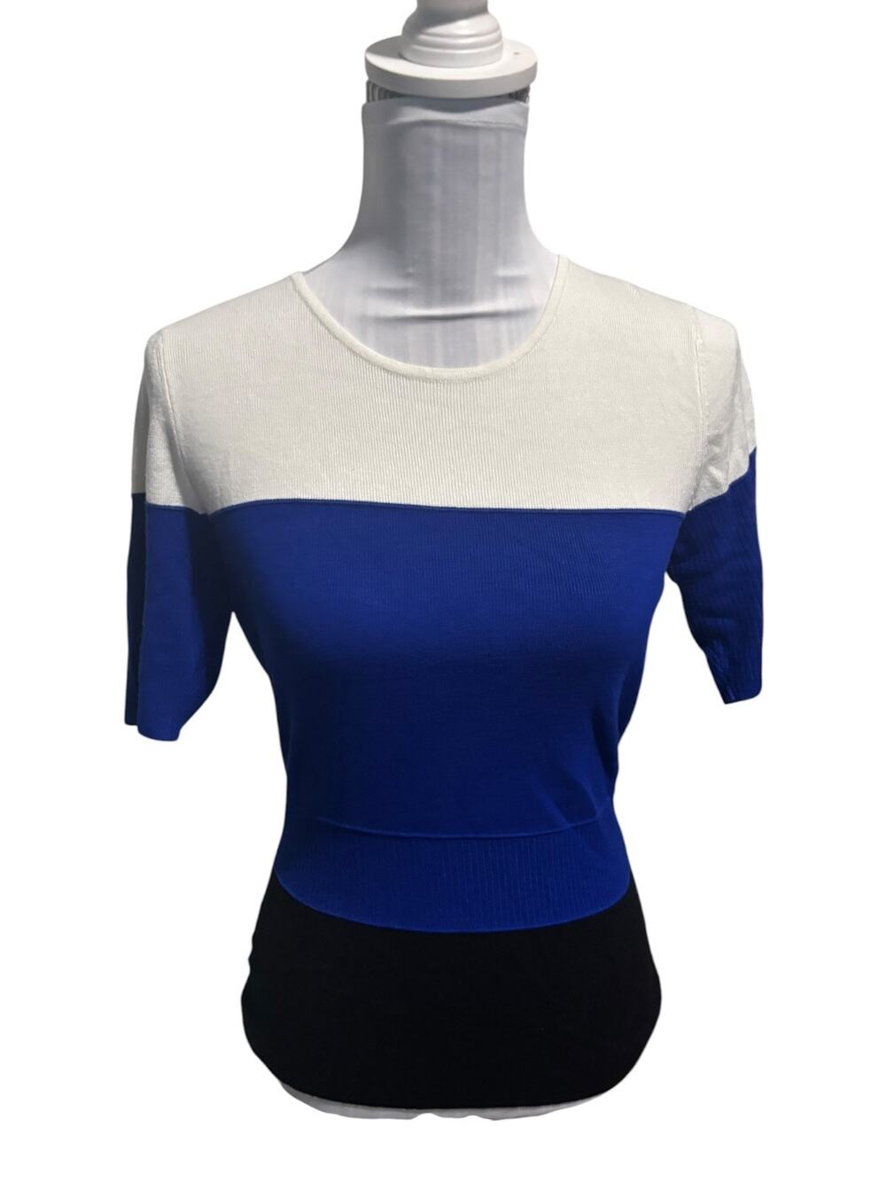 Ann Taylor Blue White & Black Striped Sweater Size XS